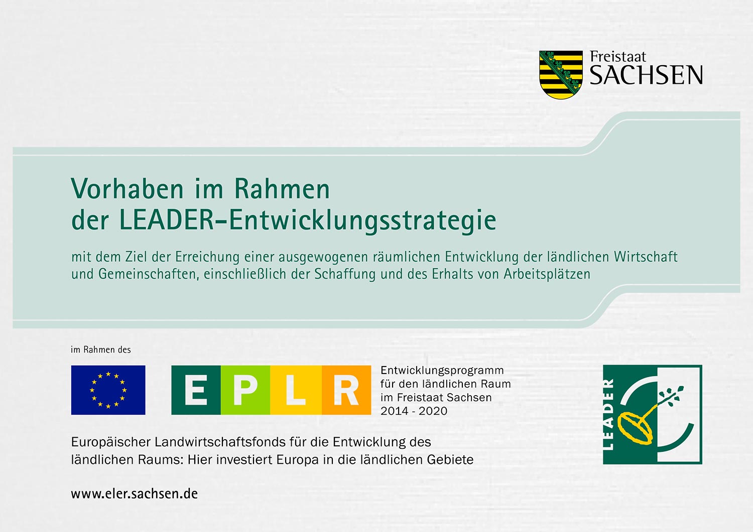 Förderhinweis ELER / LEADER mit Logos der Europäischen Union und des Freistaats Sachsen